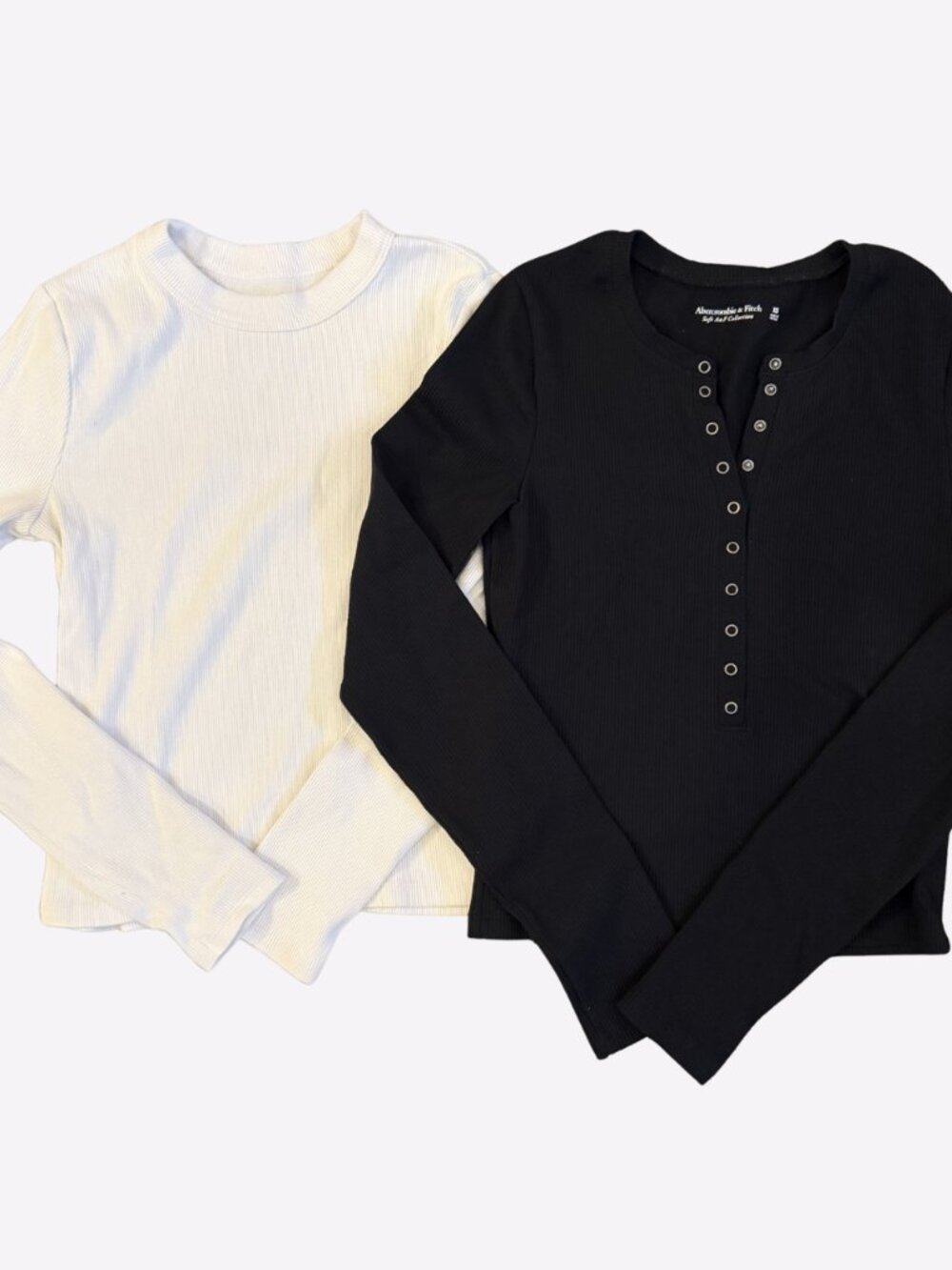 Bundle of 2 Abercrombie & Fitch Soft A&F Essentials Long Sleeve Tops Size XS